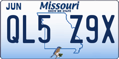 MO license plate QL5Z9X