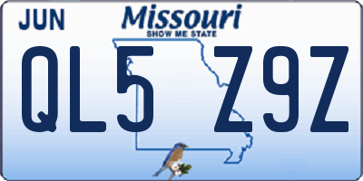 MO license plate QL5Z9Z
