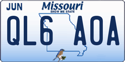 MO license plate QL6A0A