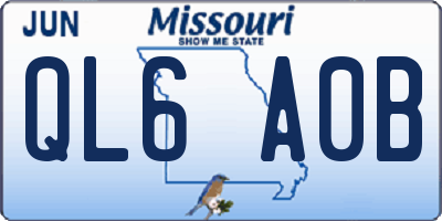 MO license plate QL6A0B