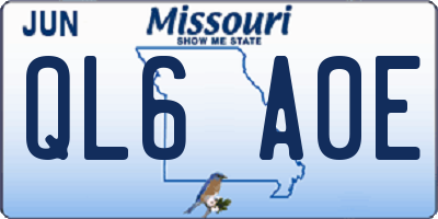 MO license plate QL6A0E