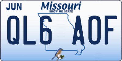 MO license plate QL6A0F