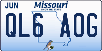 MO license plate QL6A0G