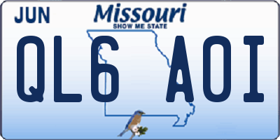 MO license plate QL6A0I