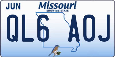 MO license plate QL6A0J
