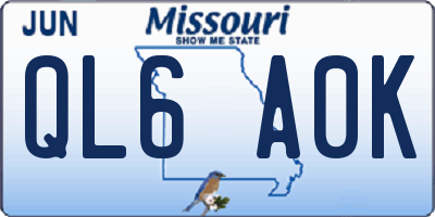 MO license plate QL6A0K