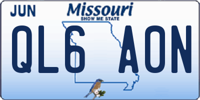 MO license plate QL6A0N
