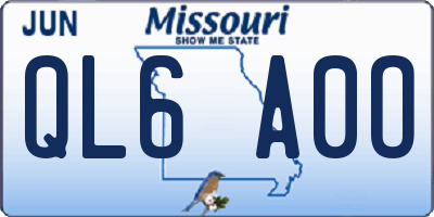 MO license plate QL6A0O