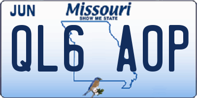 MO license plate QL6A0P