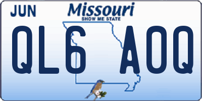 MO license plate QL6A0Q