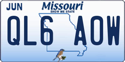 MO license plate QL6A0W