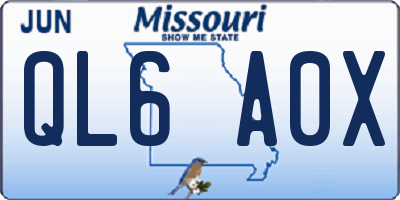 MO license plate QL6A0X