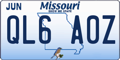 MO license plate QL6A0Z