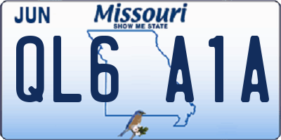 MO license plate QL6A1A