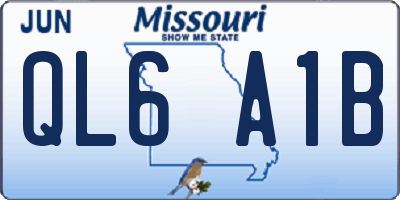 MO license plate QL6A1B