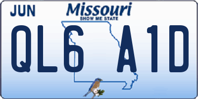 MO license plate QL6A1D