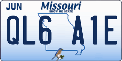 MO license plate QL6A1E