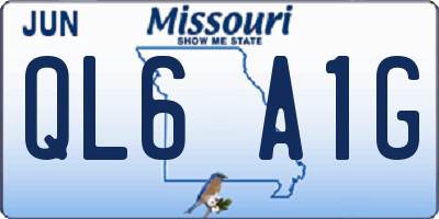 MO license plate QL6A1G