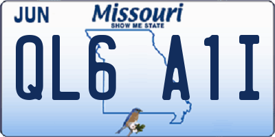 MO license plate QL6A1I