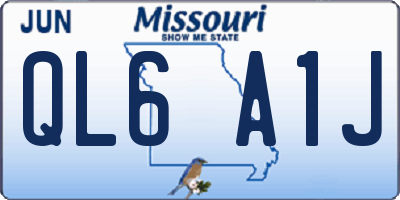 MO license plate QL6A1J