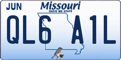 MO license plate QL6A1L