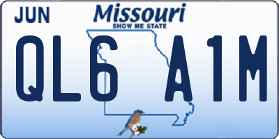 MO license plate QL6A1M