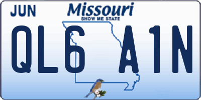 MO license plate QL6A1N