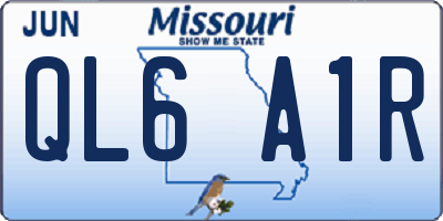 MO license plate QL6A1R