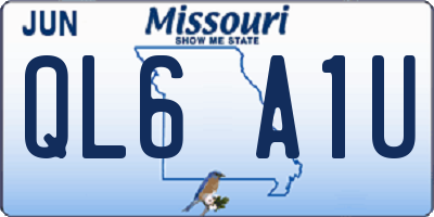 MO license plate QL6A1U