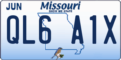 MO license plate QL6A1X