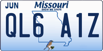 MO license plate QL6A1Z