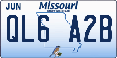 MO license plate QL6A2B