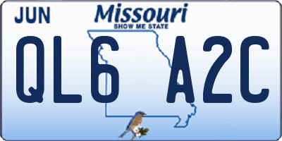 MO license plate QL6A2C