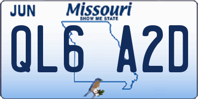 MO license plate QL6A2D