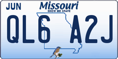 MO license plate QL6A2J