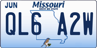 MO license plate QL6A2W