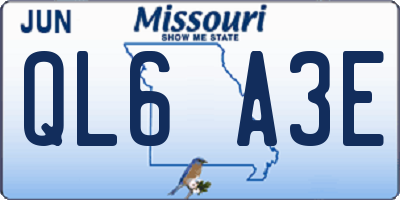 MO license plate QL6A3E