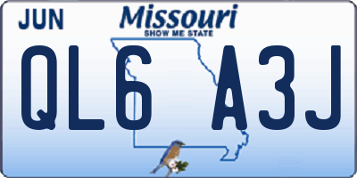 MO license plate QL6A3J