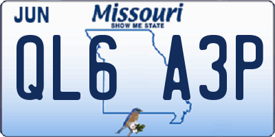 MO license plate QL6A3P