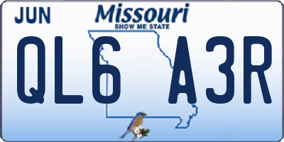 MO license plate QL6A3R