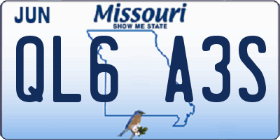MO license plate QL6A3S