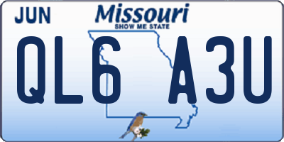 MO license plate QL6A3U