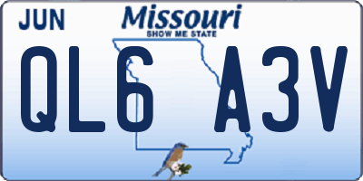 MO license plate QL6A3V