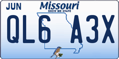 MO license plate QL6A3X