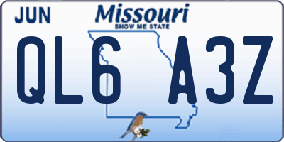 MO license plate QL6A3Z