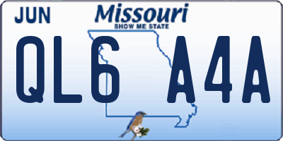 MO license plate QL6A4A