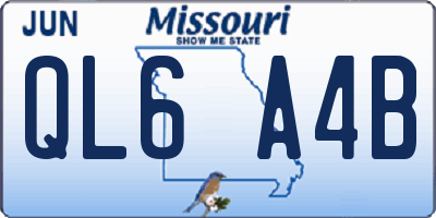 MO license plate QL6A4B