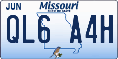 MO license plate QL6A4H