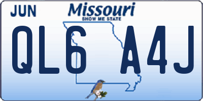 MO license plate QL6A4J