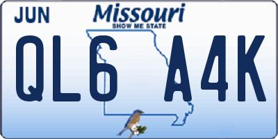 MO license plate QL6A4K